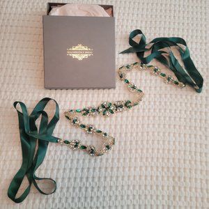 💚 HANDMADE WEDDING BELT 💚 Emerald and Diamond Embellished Wedding Belt